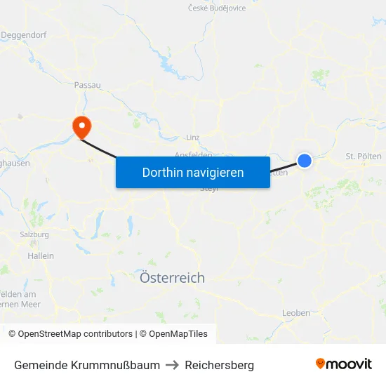 Gemeinde Krummnußbaum to Reichersberg map