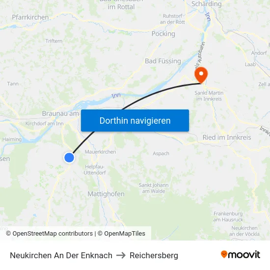 Neukirchen An Der Enknach to Reichersberg map