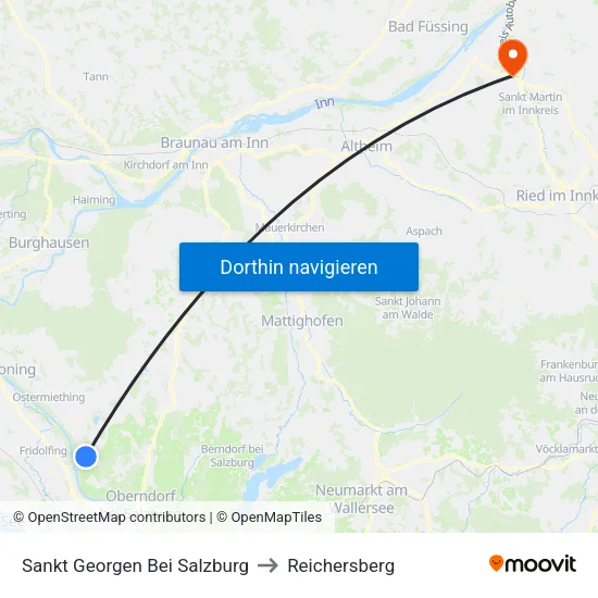 Sankt Georgen Bei Salzburg to Reichersberg map