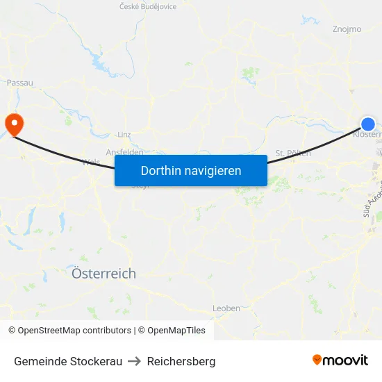 Gemeinde Stockerau to Reichersberg map