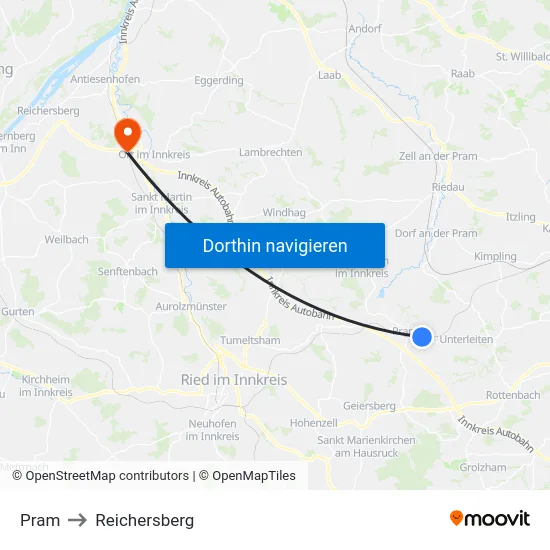 Pram to Reichersberg map