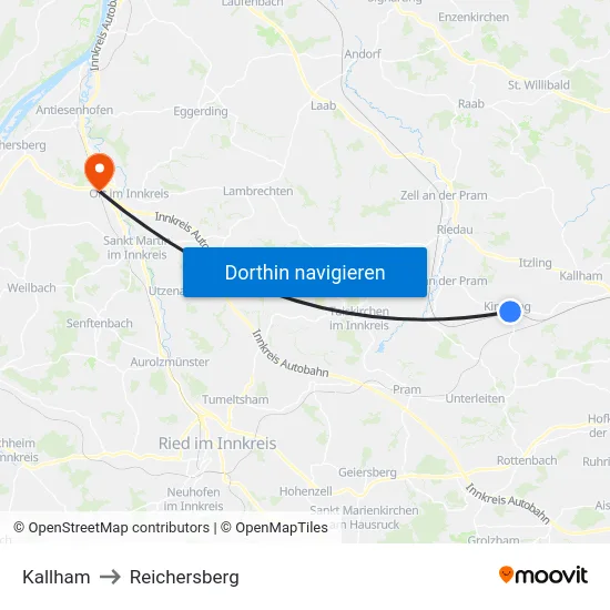 Kallham to Reichersberg map