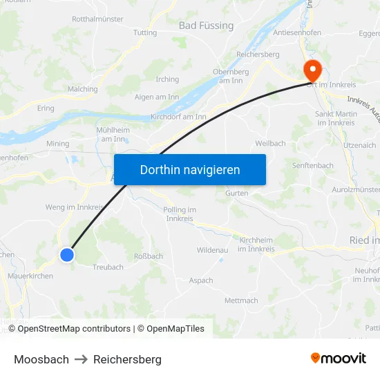 Moosbach to Reichersberg map