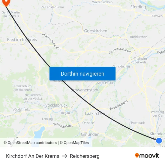 Kirchdorf An Der Krems to Reichersberg map