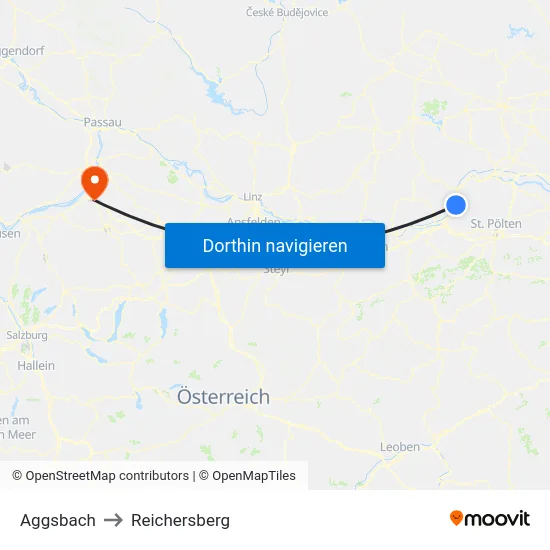 Aggsbach to Reichersberg map