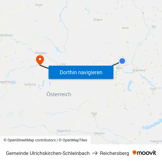 Gemeinde Ulrichskirchen-Schleinbach to Reichersberg map