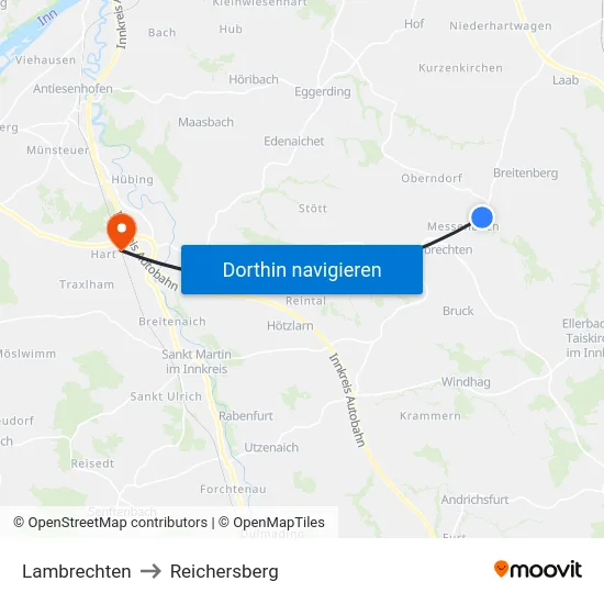 Lambrechten to Reichersberg map