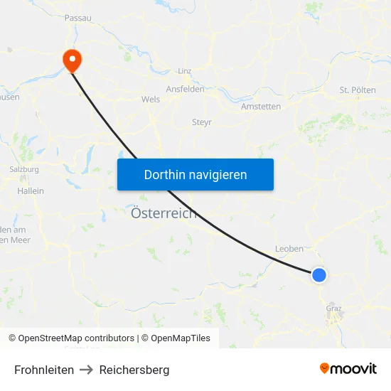 Frohnleiten to Reichersberg map