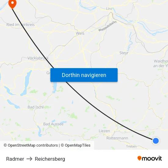 Radmer to Reichersberg map