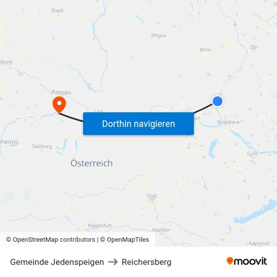 Gemeinde Jedenspeigen to Reichersberg map
