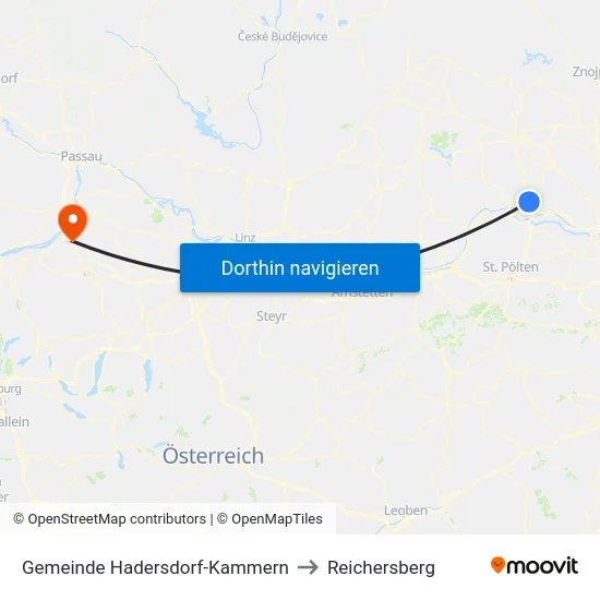 Gemeinde Hadersdorf-Kammern to Reichersberg map