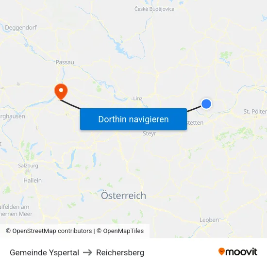Gemeinde Yspertal to Reichersberg map