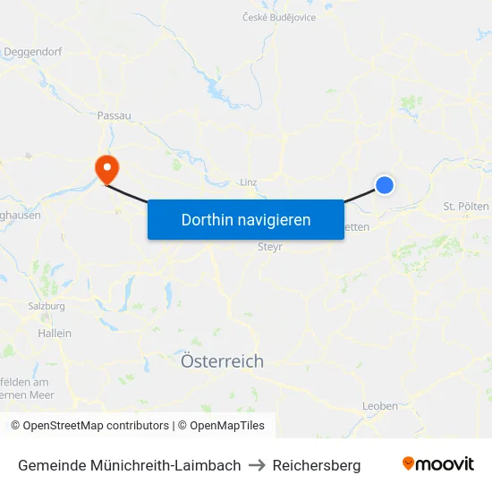 Gemeinde Münichreith-Laimbach to Reichersberg map
