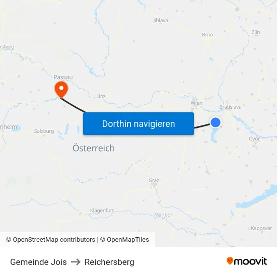 Gemeinde Jois to Reichersberg map