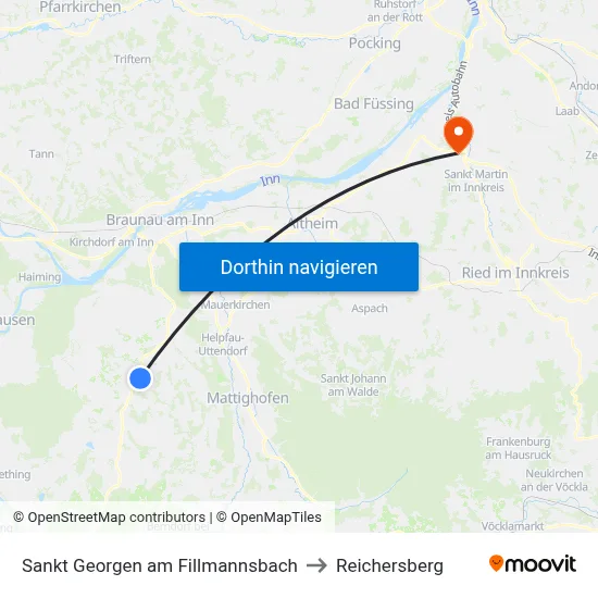 Sankt Georgen am Fillmannsbach to Reichersberg map