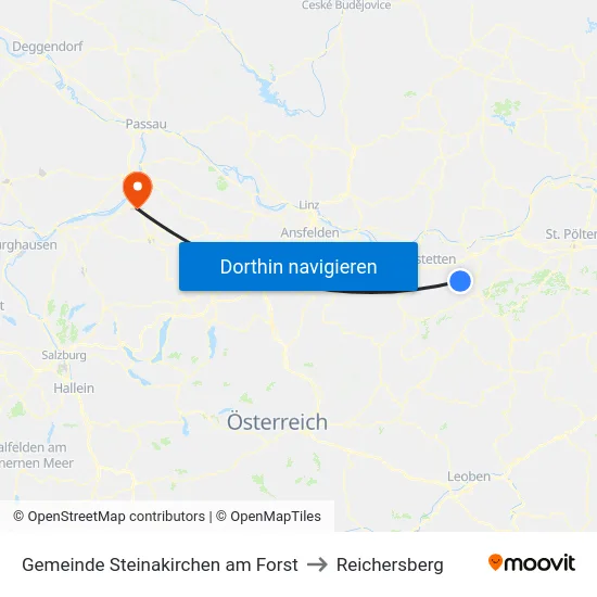 Gemeinde Steinakirchen am Forst to Reichersberg map