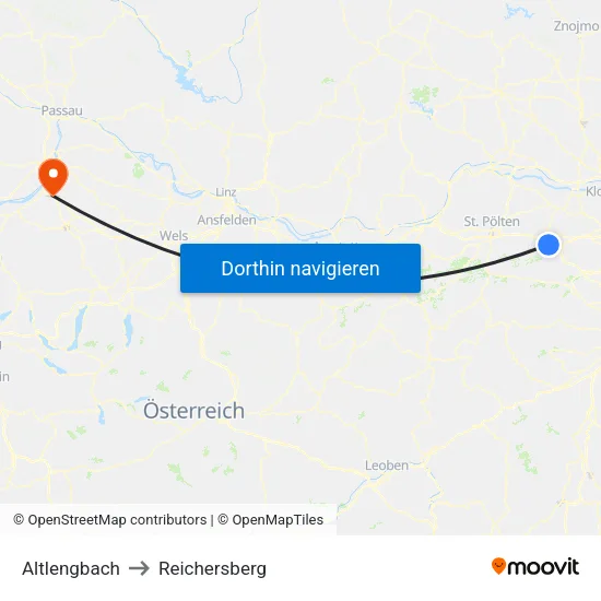 Altlengbach to Reichersberg map