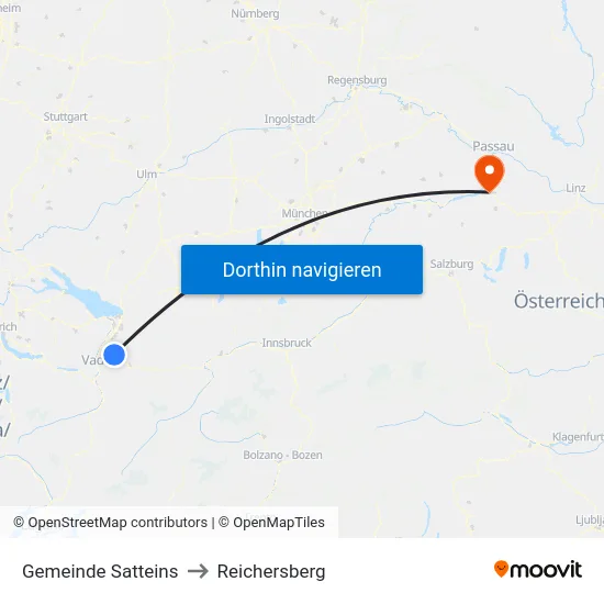 Gemeinde Satteins to Reichersberg map