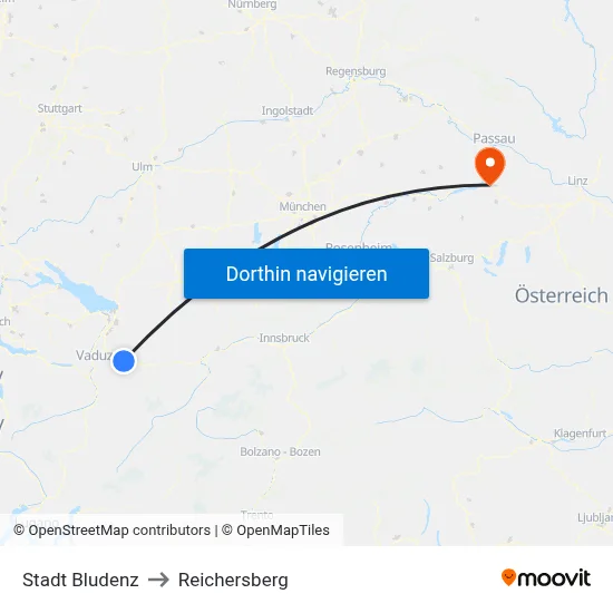 Stadt Bludenz to Reichersberg map