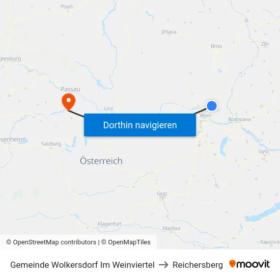 Gemeinde Wolkersdorf Im Weinviertel to Reichersberg map