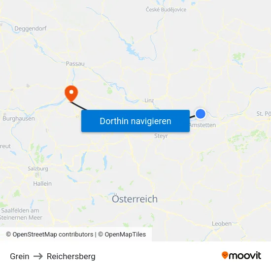 Grein to Reichersberg map