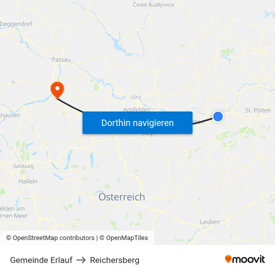 Gemeinde Erlauf to Reichersberg map