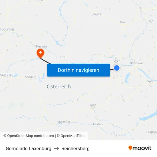 Gemeinde Laxenburg to Reichersberg map