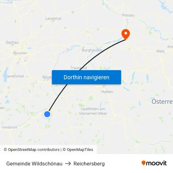 Gemeinde Wildschönau to Reichersberg map