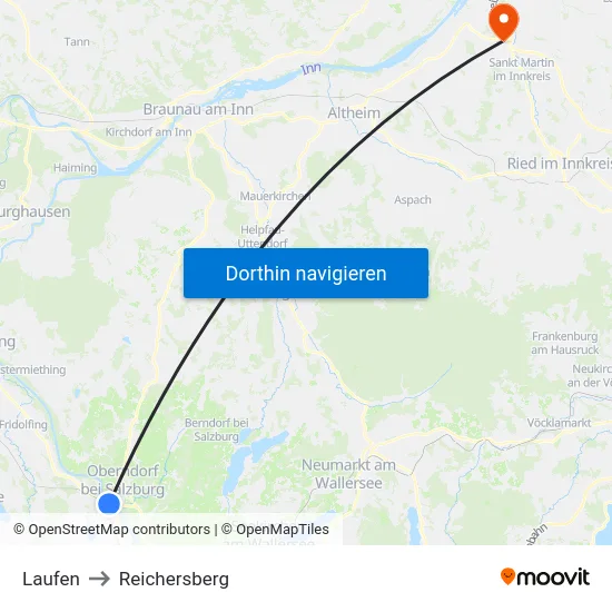 Laufen to Reichersberg map