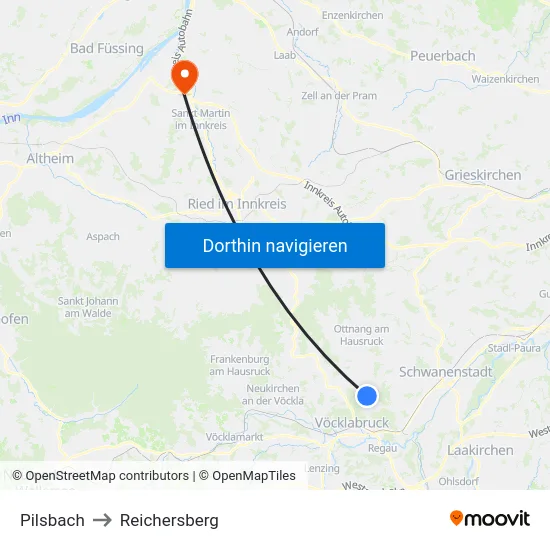 Pilsbach to Reichersberg map