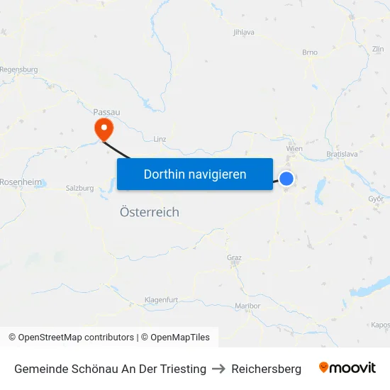 Gemeinde Schönau An Der Triesting to Reichersberg map