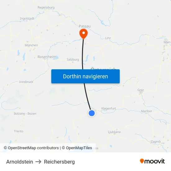 Arnoldstein to Reichersberg map