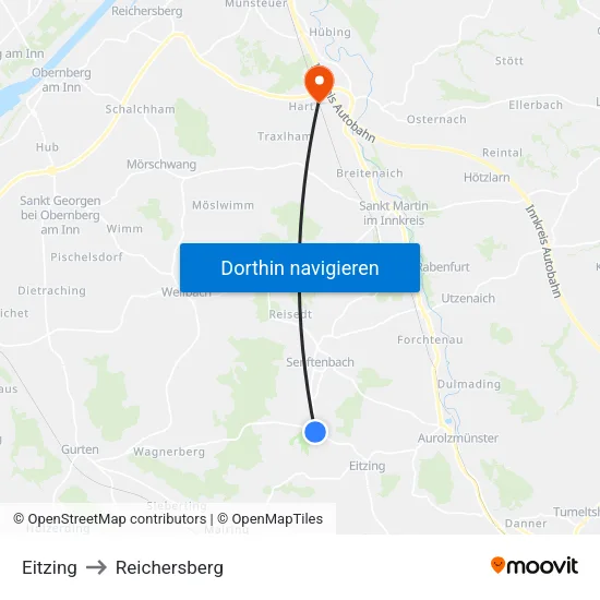 Eitzing to Reichersberg map