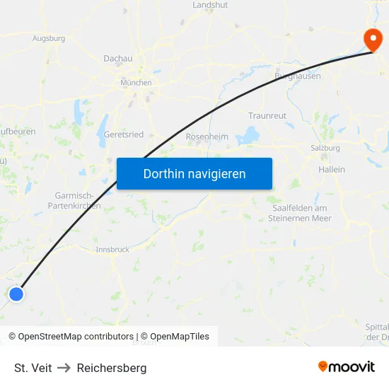 St. Veit to Reichersberg map