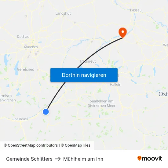 Gemeinde Schlitters to Mühlheim am Inn map