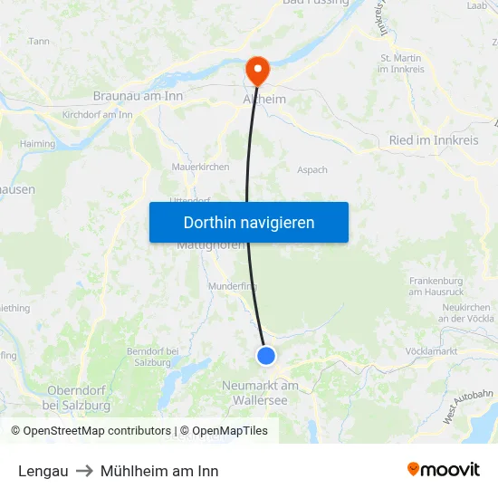 Lengau to Mühlheim am Inn map
