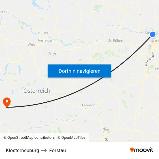 Klosterneuburg to Forstau map