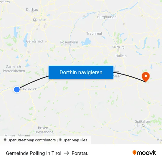 Gemeinde Polling In Tirol to Forstau map