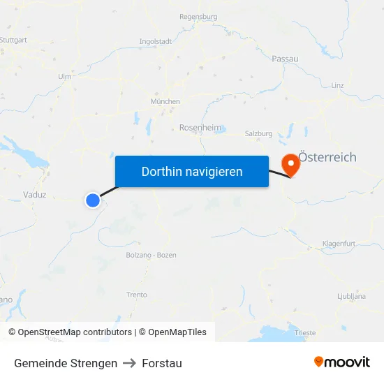 Gemeinde Strengen to Forstau map