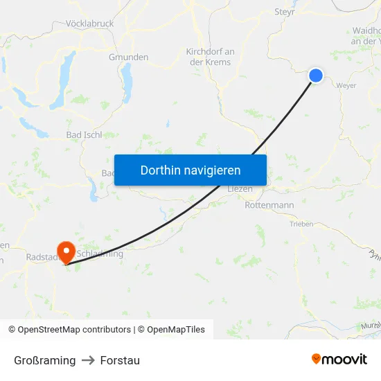 Großraming to Forstau map