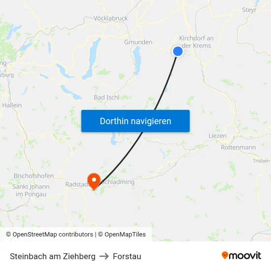 Steinbach am Ziehberg to Forstau map