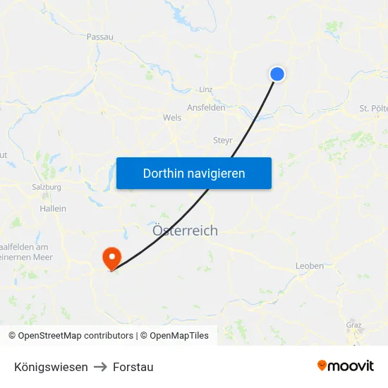 Königswiesen to Forstau map