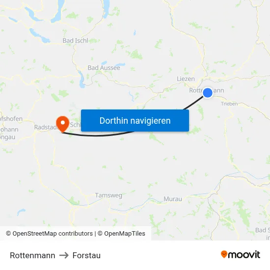 Rottenmann to Forstau map