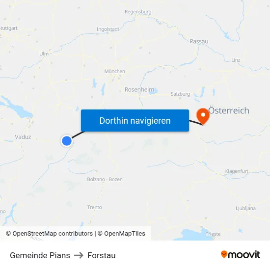 Gemeinde Pians to Forstau map