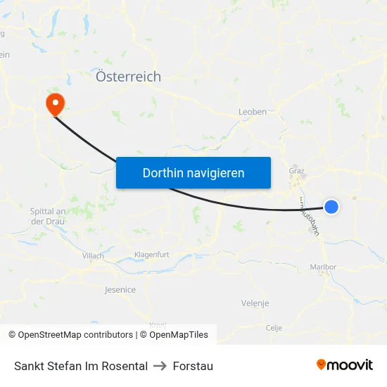 Sankt Stefan Im Rosental to Forstau map