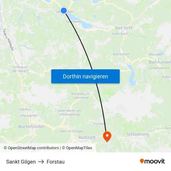 Sankt Gilgen to Forstau map