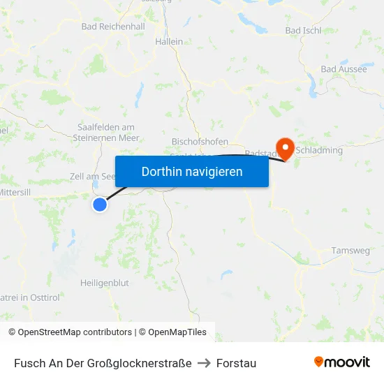Fusch An Der Großglocknerstraße to Forstau map