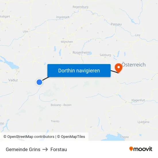 Gemeinde Grins to Forstau map
