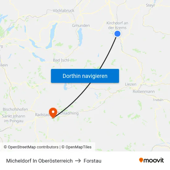 Micheldorf In Oberösterreich to Forstau map
