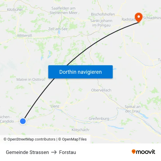 Gemeinde Strassen to Forstau map